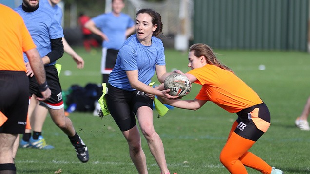 Woman Getting Tagged in Game